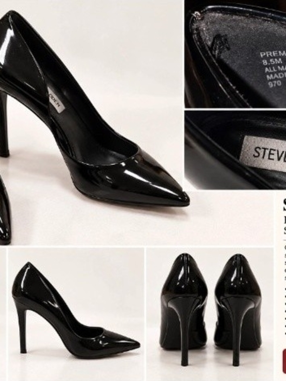 Steve Madden Black Patent Pointed-Toe Stiletto Pumps